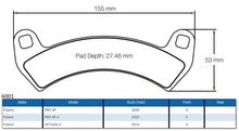 Load image into Gallery viewer, UTV brake pad shape and fitment details
