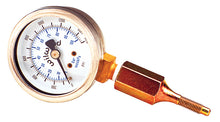 Load image into Gallery viewer, A small diameter pressure gauge with a pointy fitting on one end

