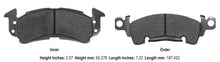 Load image into Gallery viewer, Two brake pads with dimensions listed
