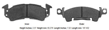 Load image into Gallery viewer, Two brake pads with dimensions listed