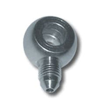 Load image into Gallery viewer, A steel banjo fitting with male threads and clear zinc coating on white background