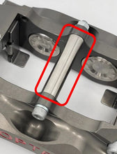 Load image into Gallery viewer, Brake caliper picture with a red box to highlight the pad retaining tube