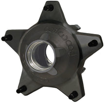 Load image into Gallery viewer, A black wide 5 aluminum front hub on a white background
