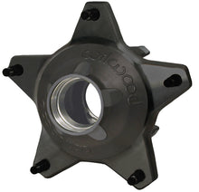 Load image into Gallery viewer, A black wide 5 aluminum front hub on a white background