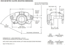 Load image into Gallery viewer, Wilwood Steel GM Metric caliper dimensional drawing