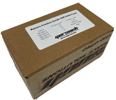 A brown box of brake pads with a white informational label on top
