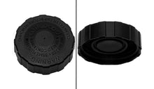 Load image into Gallery viewer, Two images of a black plastic brake fluid reservoir cap on a white background
