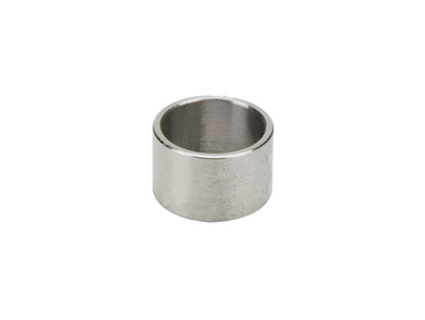 A steel bushing, silver colored, approx 1/2