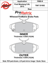 Load image into Gallery viewer, 2012 - 2014 Ford Wilwood Racing Pads - 150-10-D1562K
