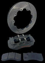 Load image into Gallery viewer, Brake disc, caliper, and pads on a white background
