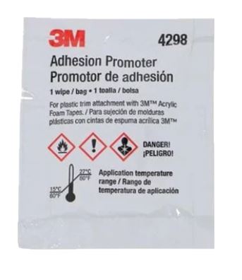 3M™ Adhesion Promoter 4298UV wipe for surface preparation before applying adhesives or coatings.
