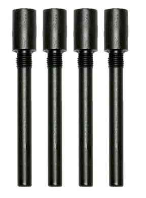 4 black caliper slide bolt pins on a white background